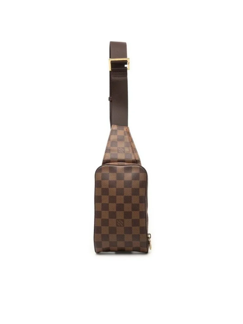 Louis Vuitton Damier Geronimos Shoulder Bag Brown Leather